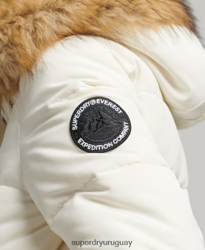 uy Superdry mujer chamarra bomber acolchada Everest con capucha blanco DT2N8Z5447 ropa