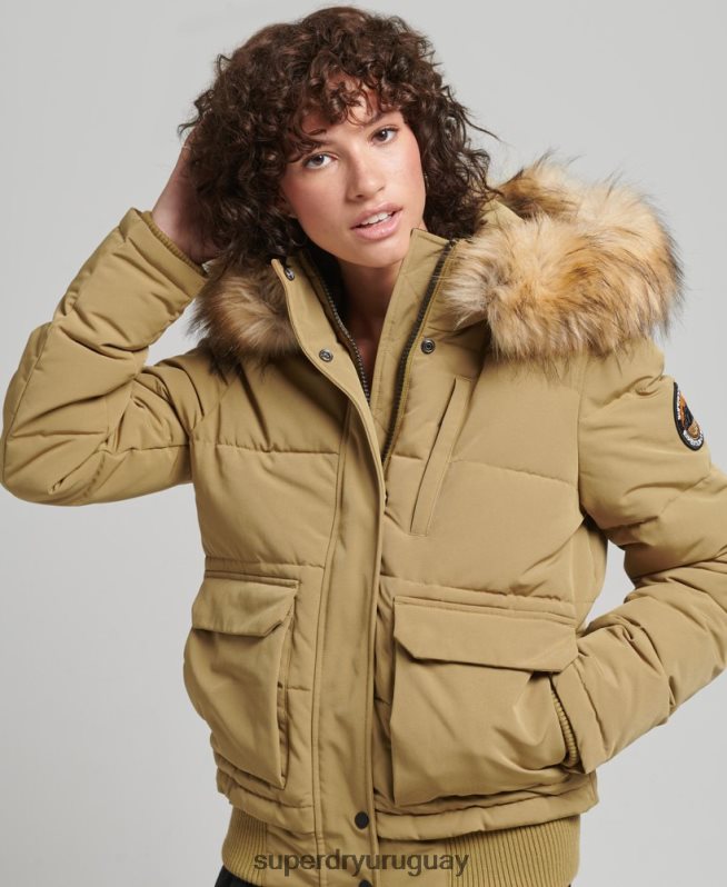 uy Superdry mujer chamarra bomber acolchada Everest con capucha broncearse DT2N8Z3749 ropa