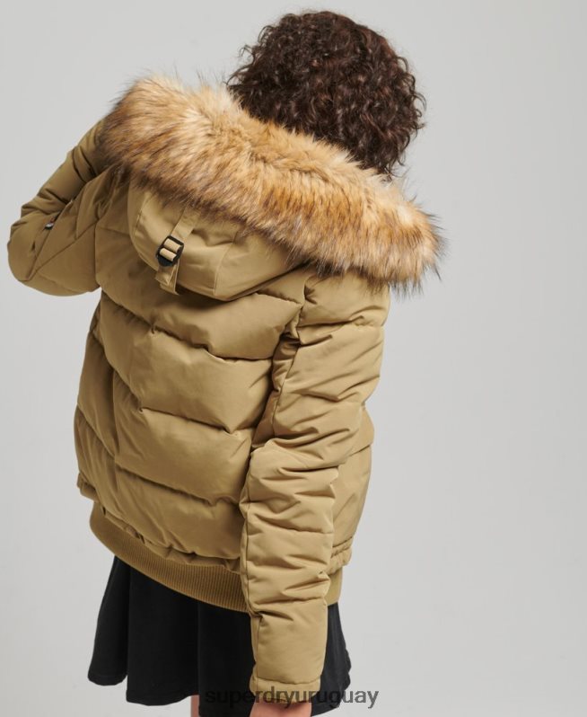 uy Superdry mujer chamarra bomber acolchada Everest con capucha broncearse DT2N8Z3749 ropa