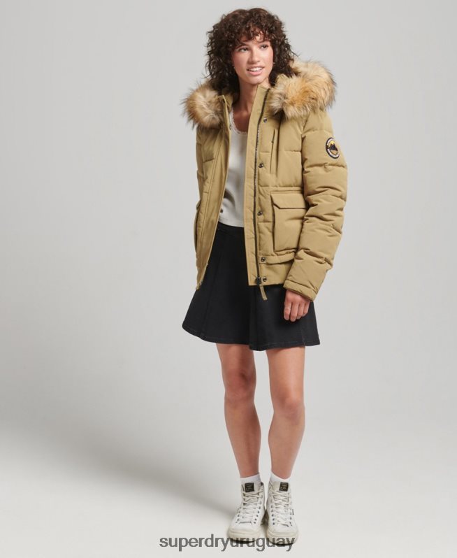 uy Superdry mujer chamarra bomber acolchada Everest con capucha broncearse DT2N8Z3749 ropa