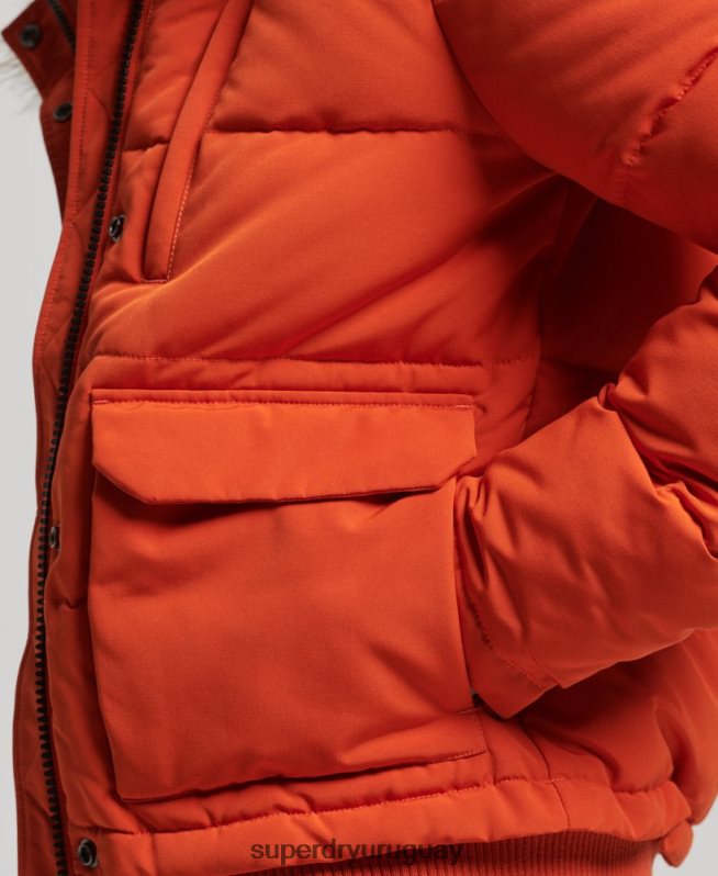 uy Superdry mujer chamarra bomber acolchada Everest con capucha naranja DT2N8Z3591 ropa