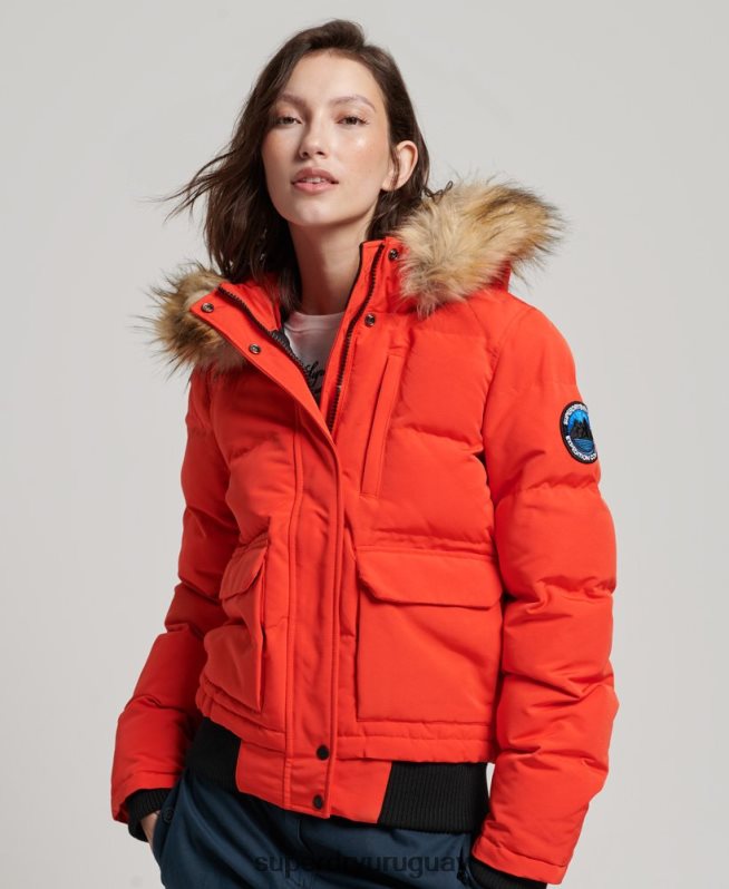 uy Superdry mujer chamarra bomber acolchada Everest con capucha naranja DT2N8Z3750 ropa
