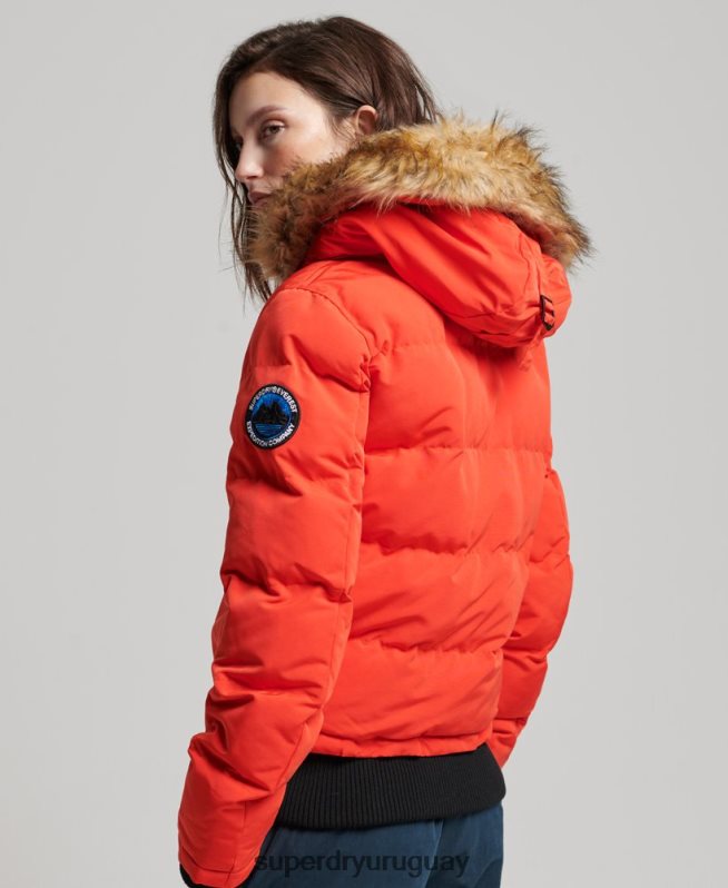 uy Superdry mujer chamarra bomber acolchada Everest con capucha naranja DT2N8Z3750 ropa