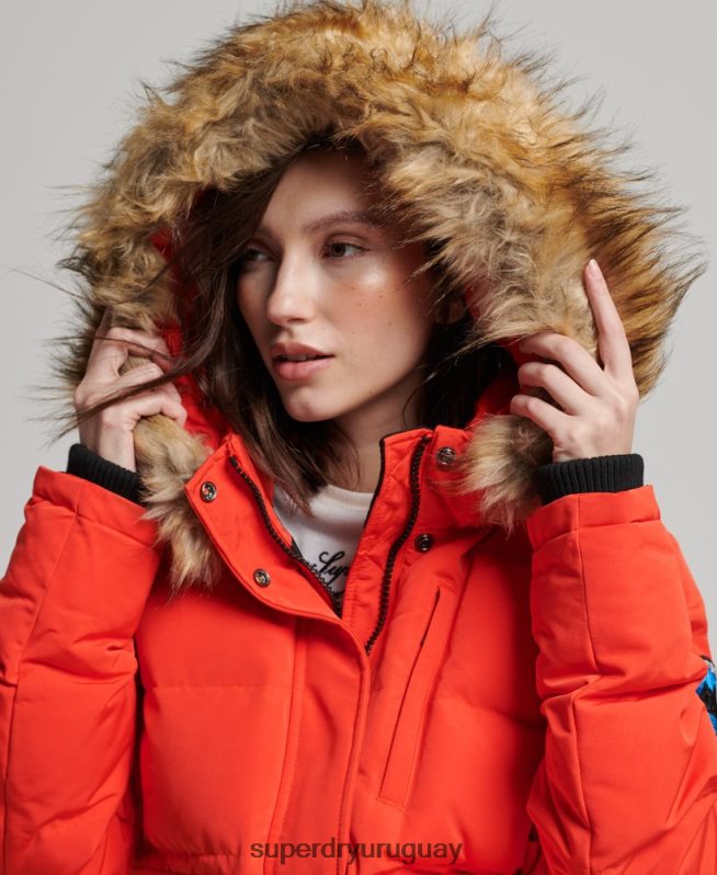 uy Superdry mujer chamarra bomber acolchada Everest con capucha naranja DT2N8Z3750 ropa