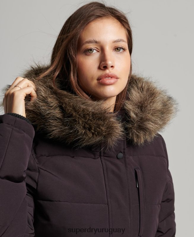 uy Superdry mujer chamarra bomber acolchada Everest con capucha púrpura DT2N8Z3796 ropa