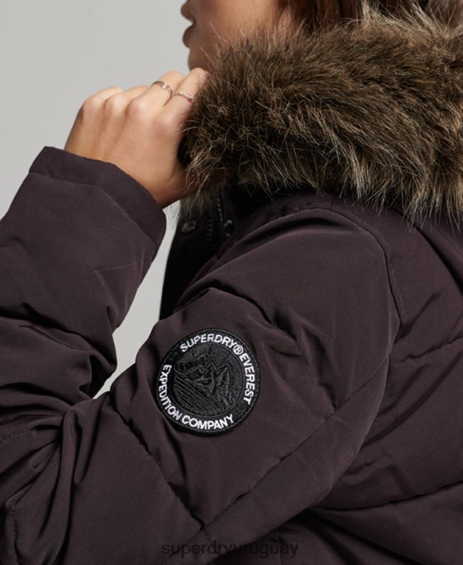 uy Superdry mujer chamarra bomber acolchada Everest con capucha púrpura DT2N8Z3796 ropa