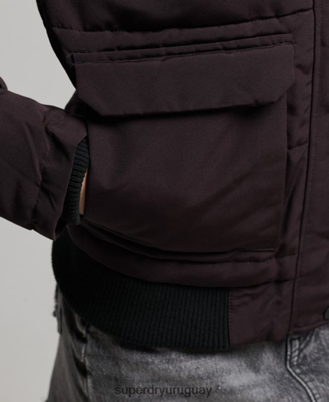 uy Superdry mujer chamarra bomber acolchada Everest con capucha púrpura DT2N8Z3796 ropa