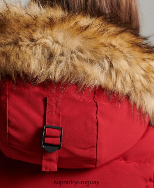 uy Superdry mujer chamarra bomber acolchada Everest con capucha rojo DT2N8Z3676 ropa