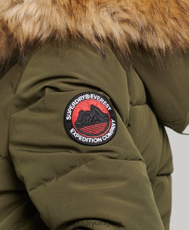 uy Superdry mujer chamarra bomber acolchada Everest con capucha verde DT2N8Z3671 ropa
