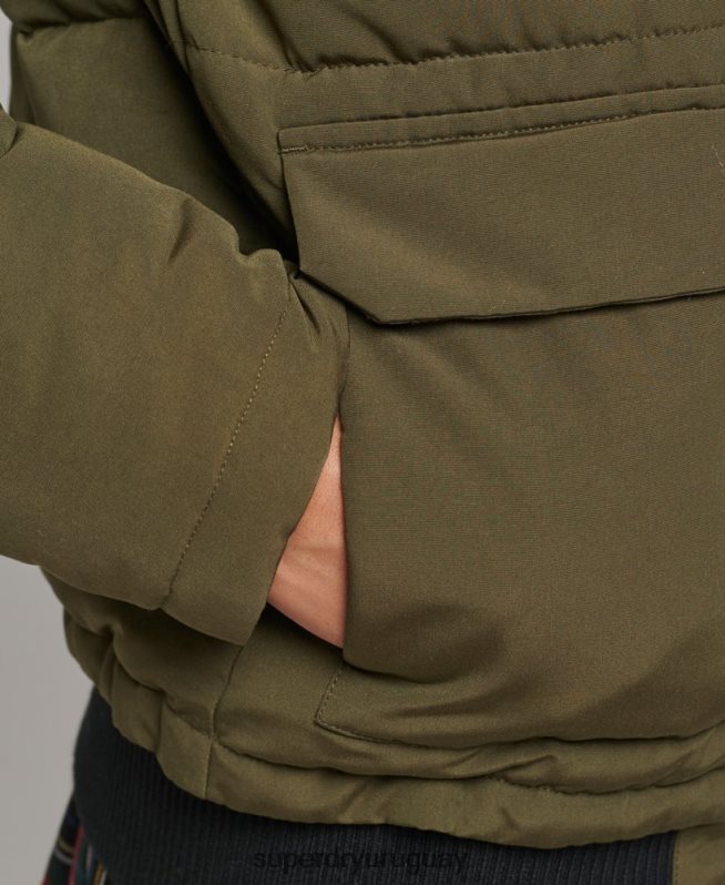 uy Superdry mujer chamarra bomber acolchada Everest con capucha verde DT2N8Z3671 ropa