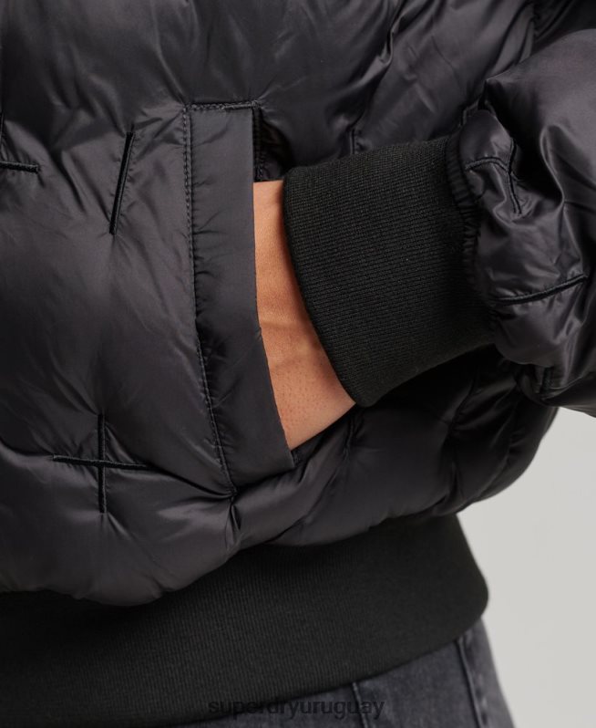 uy Superdry mujer chamarra bomber bordada negro DT2N8Z5446 ropa