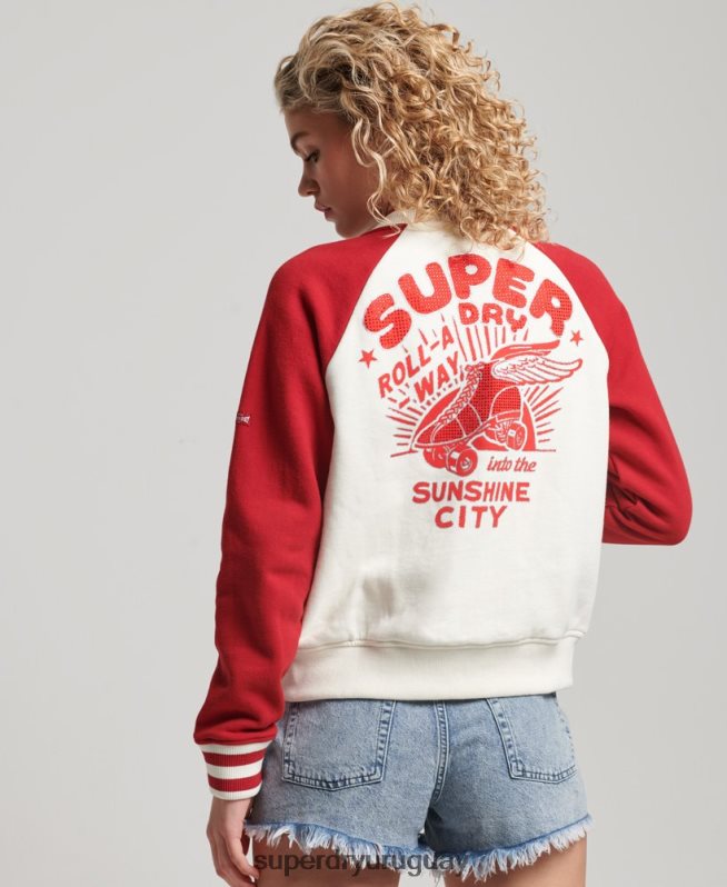 uy Superdry mujer chamarra bomber colegial con guión blanco DT2N8Z3610 ropa