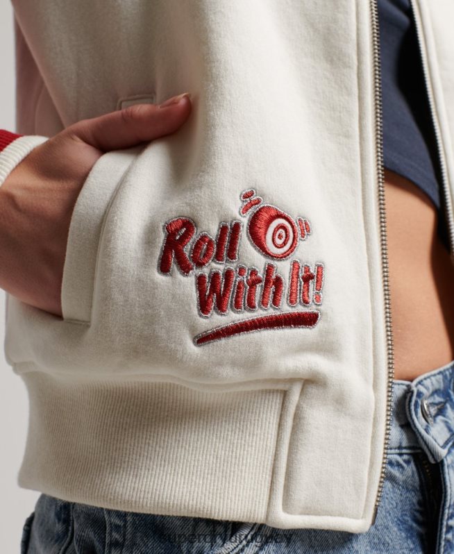 uy Superdry mujer chamarra bomber colegial con guión blanco DT2N8Z3610 ropa