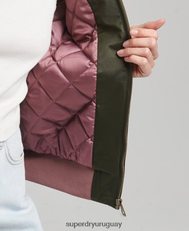 uy Superdry mujer chamarra bomber con bordado sukajan verde DT2N8Z5660 ropa