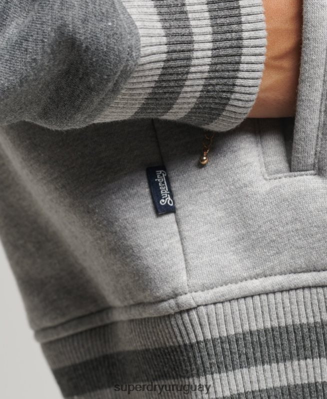 uy Superdry mujer chamarra bomber con logo vintage gris DT2N8Z3325 ropa