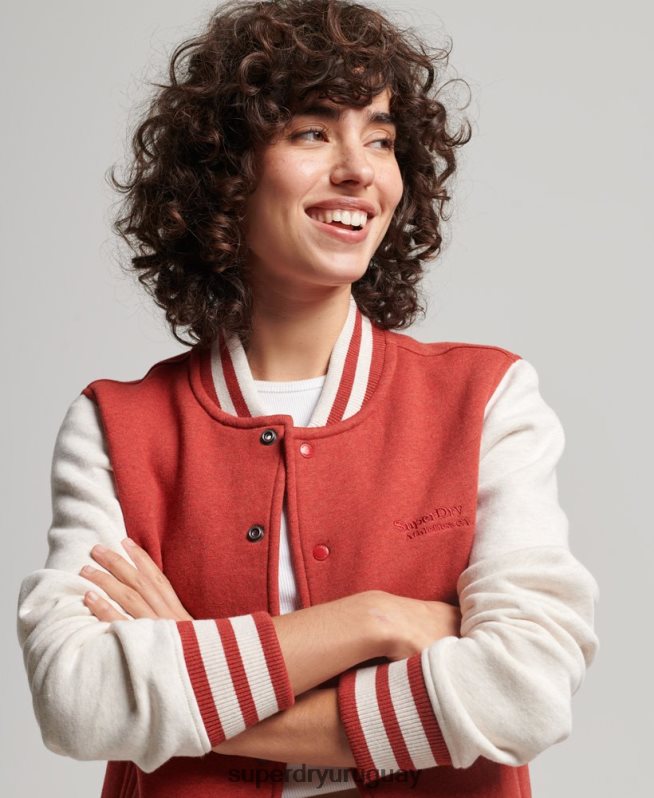uy Superdry mujer chamarra bomber con logo vintage rojo DT2N8Z3317 ropa