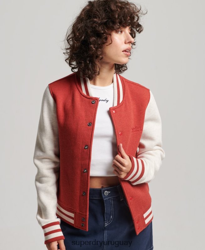 uy Superdry mujer chamarra bomber con logo vintage rojo DT2N8Z3317 ropa