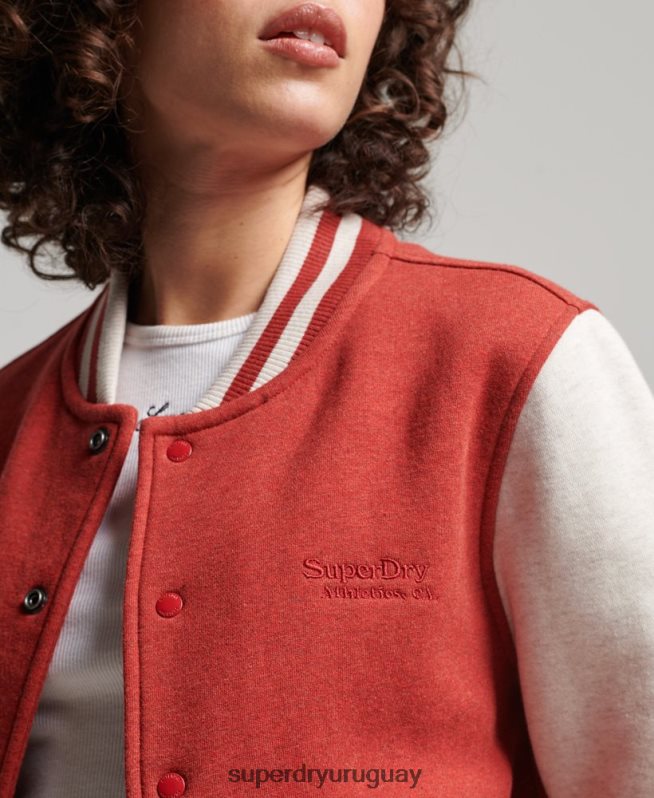 uy Superdry mujer chamarra bomber con logo vintage rojo DT2N8Z3317 ropa