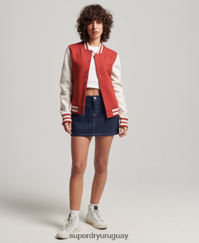 uy Superdry mujer chamarra bomber con logo vintage rojo DT2N8Z3317 ropa