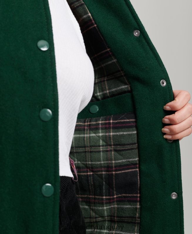 uy Superdry mujer chamarra bomber con parches verde DT2N8Z5593 ropa