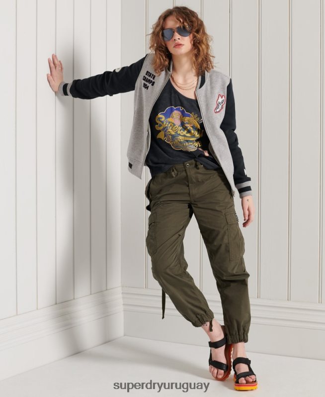 uy Superdry mujer chamarra bomber de béisbol con guión universitario Armada DT2N8Z6006 ropa