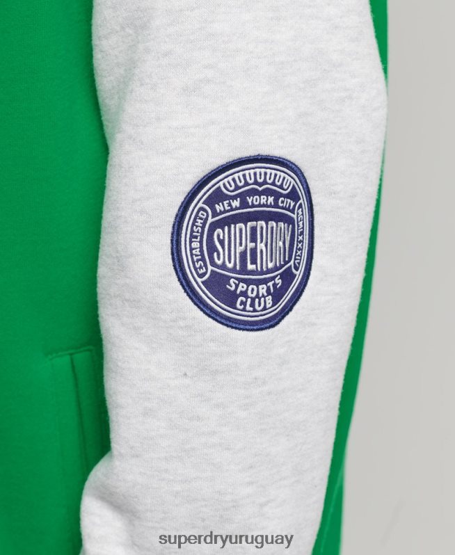 uy Superdry mujer chamarra bomber de jersey del equipo universitario vintage verde DT2N8Z5943 ropa