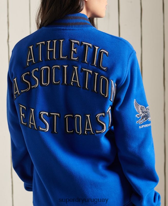 uy Superdry mujer chamarra bomber de jersey universitario extragrande azul DT2N8Z5895 ropa