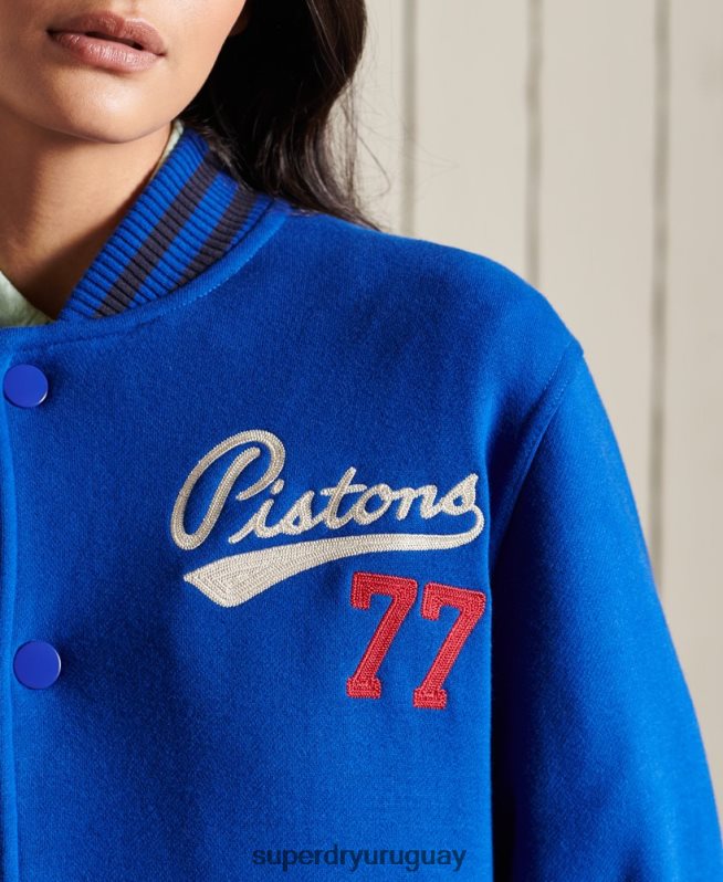 uy Superdry mujer chamarra bomber de jersey universitario extragrande azul DT2N8Z5895 ropa