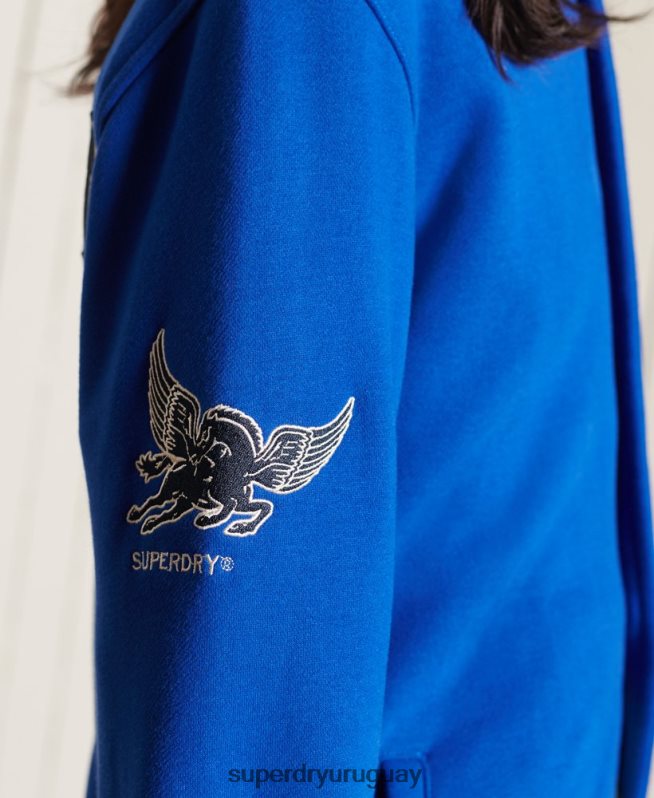 uy Superdry mujer chamarra bomber de jersey universitario extragrande azul DT2N8Z5895 ropa
