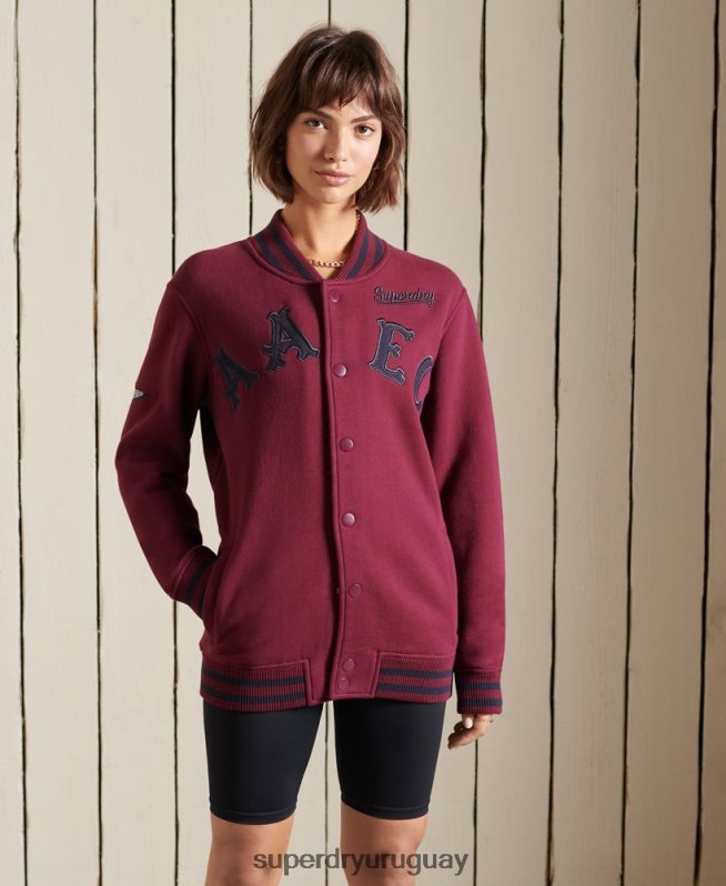 uy Superdry mujer chamarra bomber de jersey universitario extragrande púrpura DT2N8Z5922 ropa