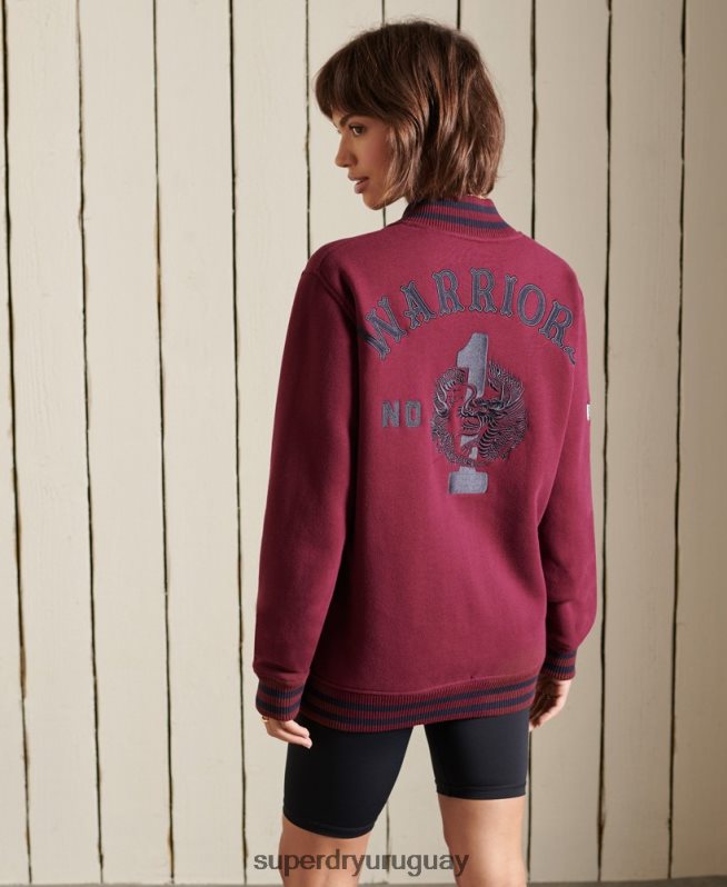 uy Superdry mujer chamarra bomber de jersey universitario extragrande púrpura DT2N8Z5922 ropa