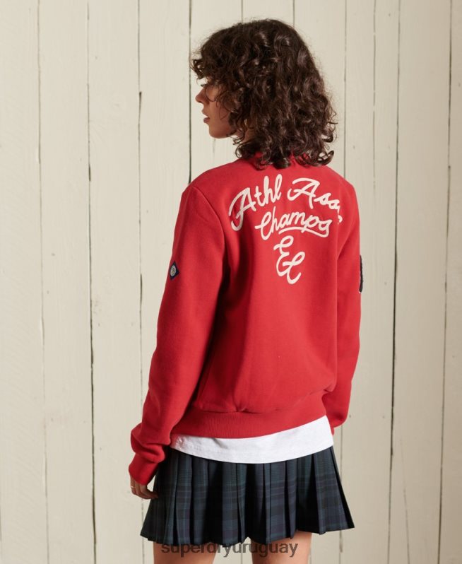 uy Superdry mujer chamarra bomber de jersey universitario rojo DT2N8Z6003 ropa