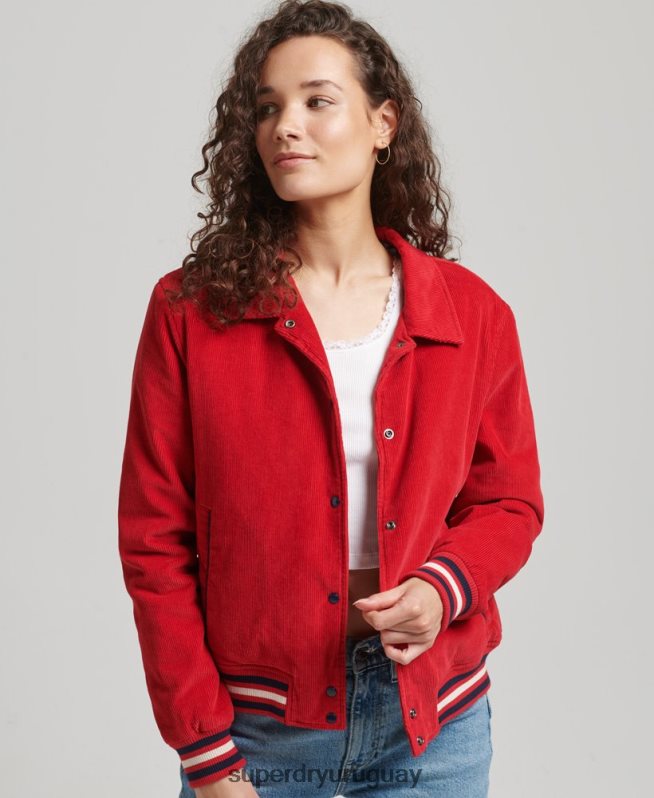 uy Superdry mujer chamarra bomber de pana rojo DT2N8Z5580 ropa