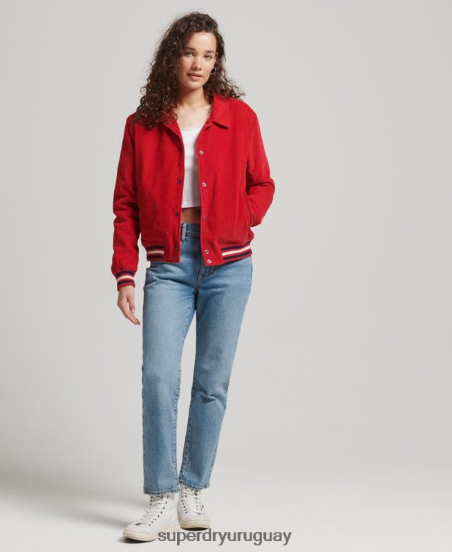 uy Superdry mujer chamarra bomber de pana rojo DT2N8Z5580 ropa