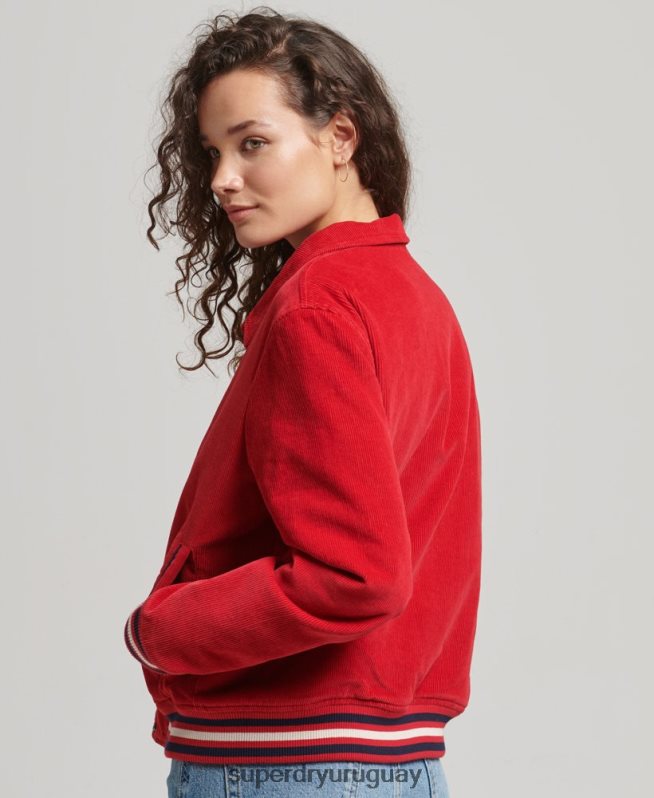 uy Superdry mujer chamarra bomber de pana rojo DT2N8Z5580 ropa