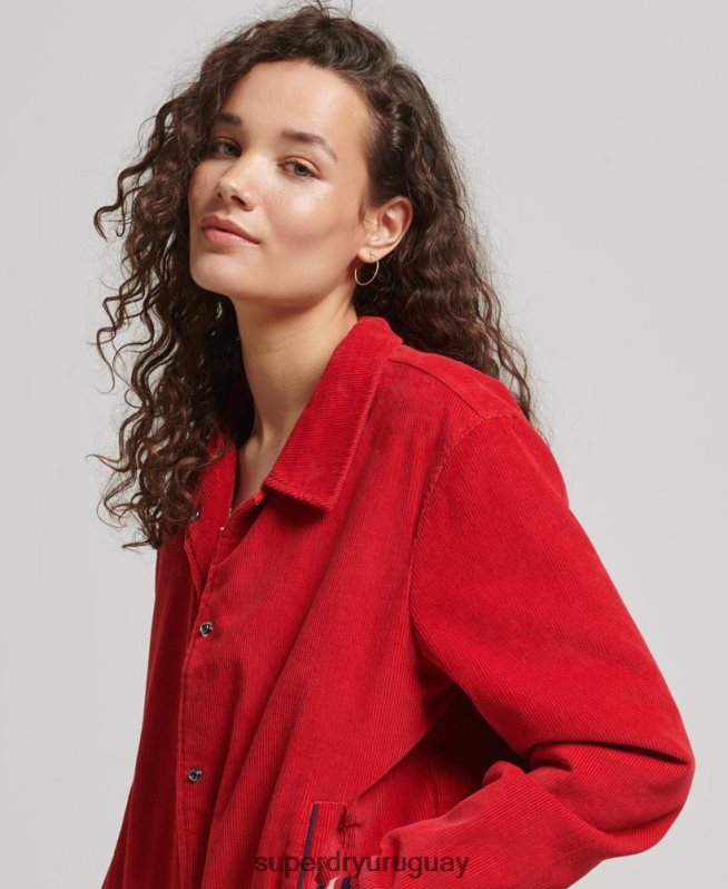 uy Superdry mujer chamarra bomber de pana rojo DT2N8Z5580 ropa
