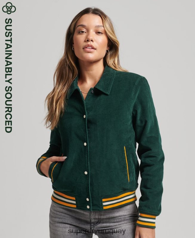 uy Superdry mujer chamarra bomber de pana verde DT2N8Z5618 ropa