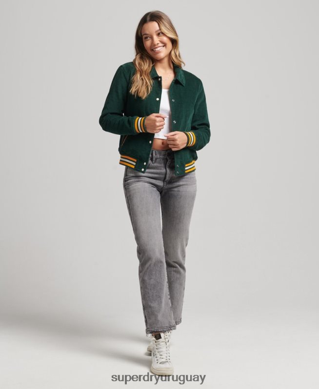 uy Superdry mujer chamarra bomber de pana verde DT2N8Z5618 ropa