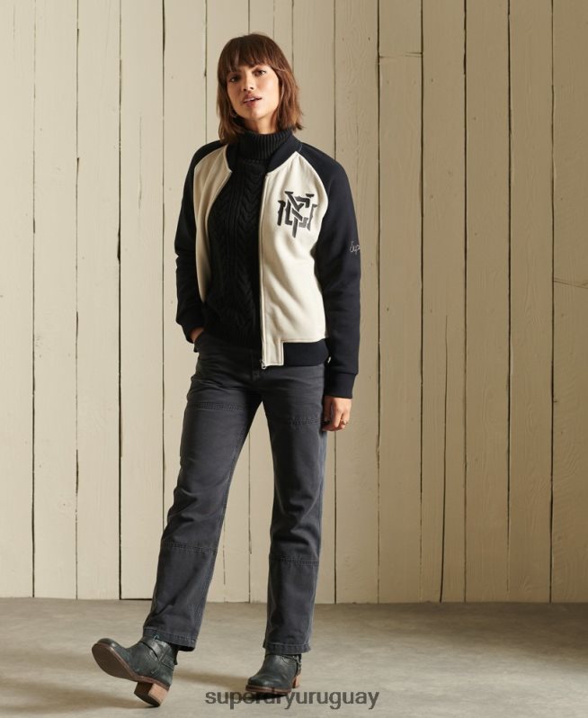 uy Superdry mujer chamarra bomber de punto con líneas cruzadas gris claro DT2N8Z5825 ropa