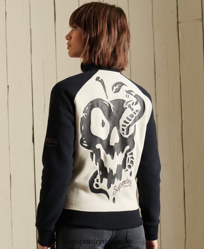 uy Superdry mujer chamarra bomber de punto con líneas cruzadas gris claro DT2N8Z5825 ropa