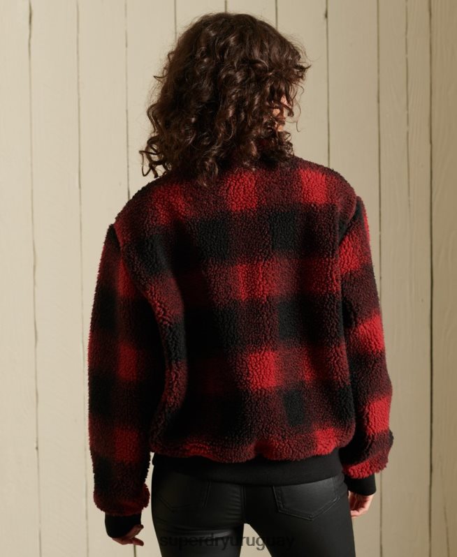uy Superdry mujer chamarra bomber de sherpa rojo DT2N8Z5484 ropa