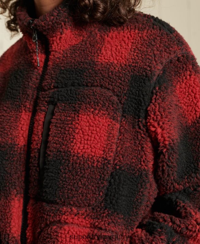 uy Superdry mujer chamarra bomber de sherpa rojo DT2N8Z5484 ropa