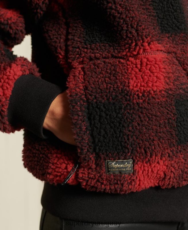 uy Superdry mujer chamarra bomber de sherpa rojo DT2N8Z5484 ropa
