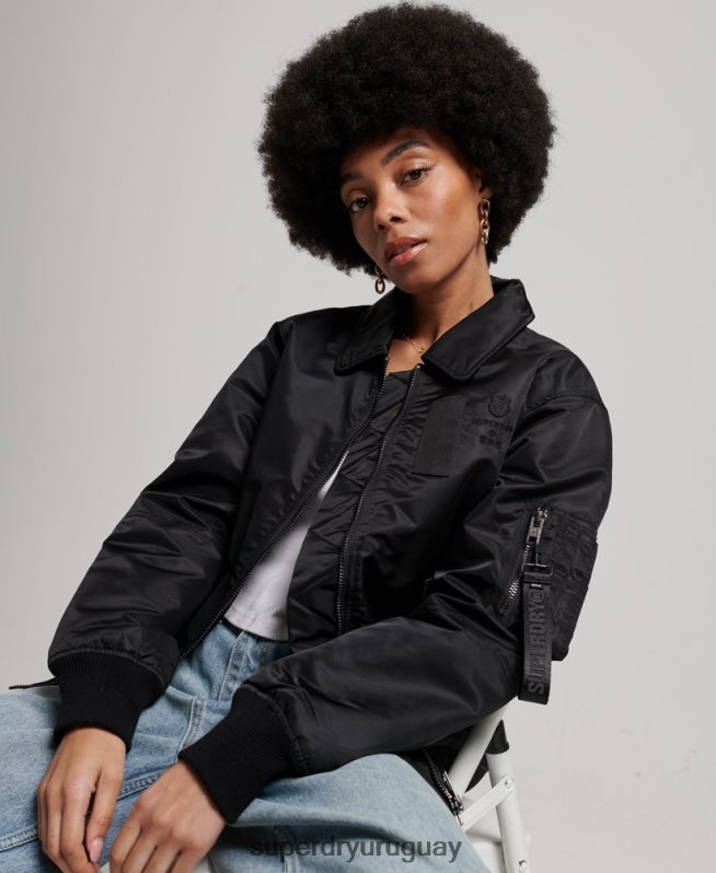 uy Superdry mujer chamarra bomber energía ma2 negro DT2N8Z5420 ropa