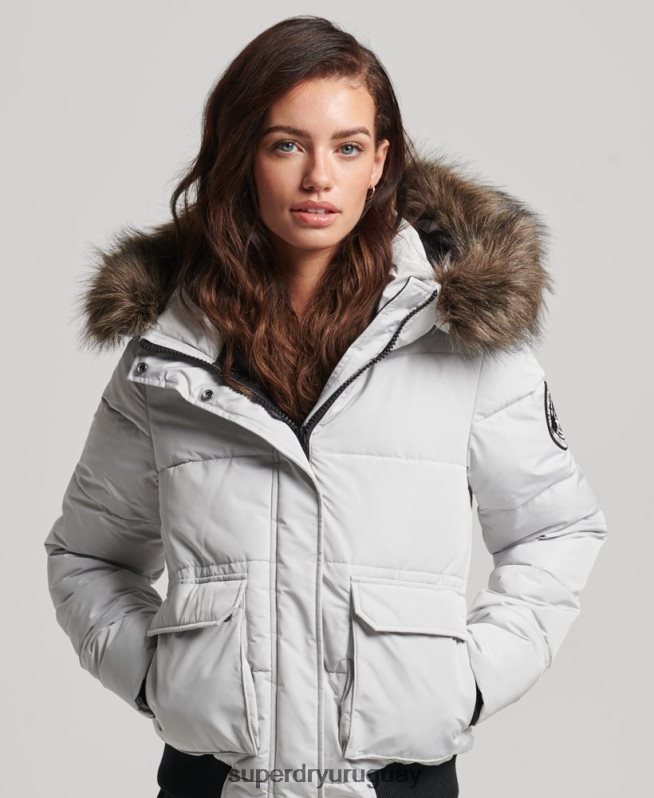 uy Superdry mujer chamarra bomber everest ella gris claro DT2N8Z5468 ropa