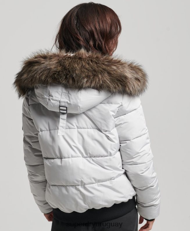 uy Superdry mujer chamarra bomber everest ella gris claro DT2N8Z5468 ropa