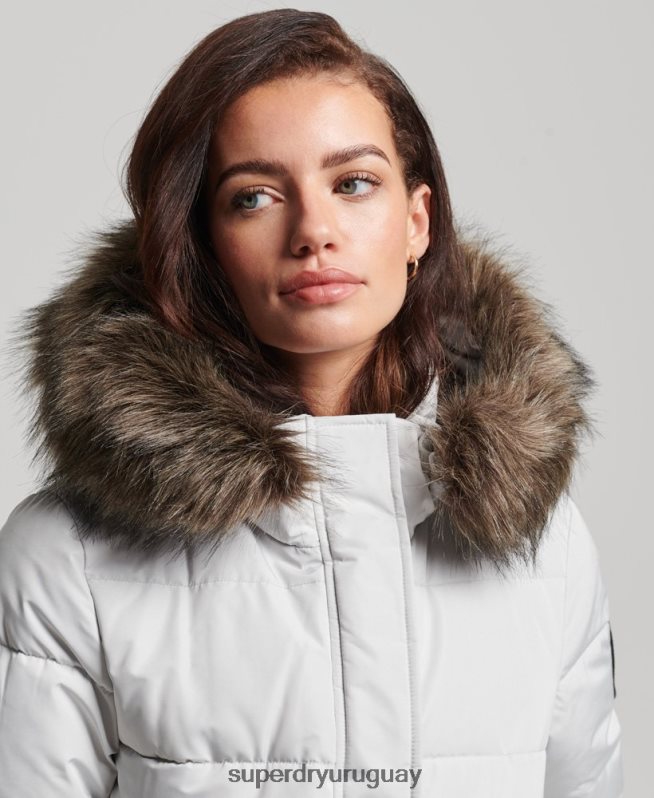 uy Superdry mujer chamarra bomber everest ella gris claro DT2N8Z5468 ropa