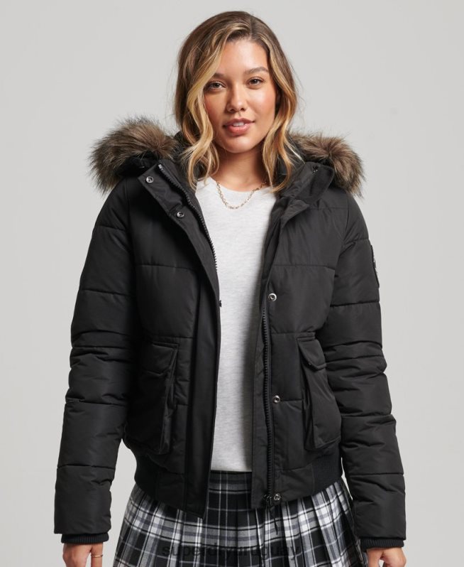 uy Superdry mujer chamarra bomber everest ella negro DT2N8Z5465 ropa