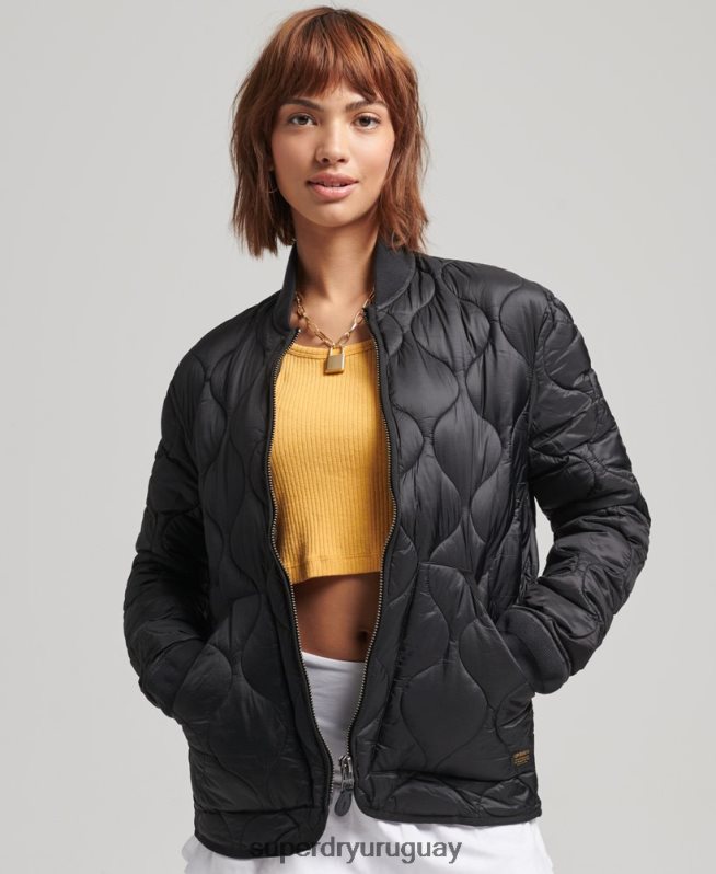uy Superdry mujer chamarra bomber oversize con forro gris oscuro DT2N8Z5724 ropa