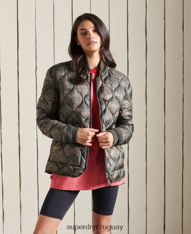 uy Superdry mujer chamarra bomber oversize con forro verde DT2N8Z3792 ropa